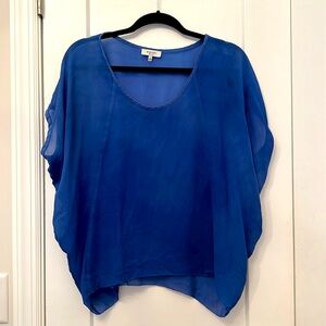 Sheer, silk dolman sleeve blouse